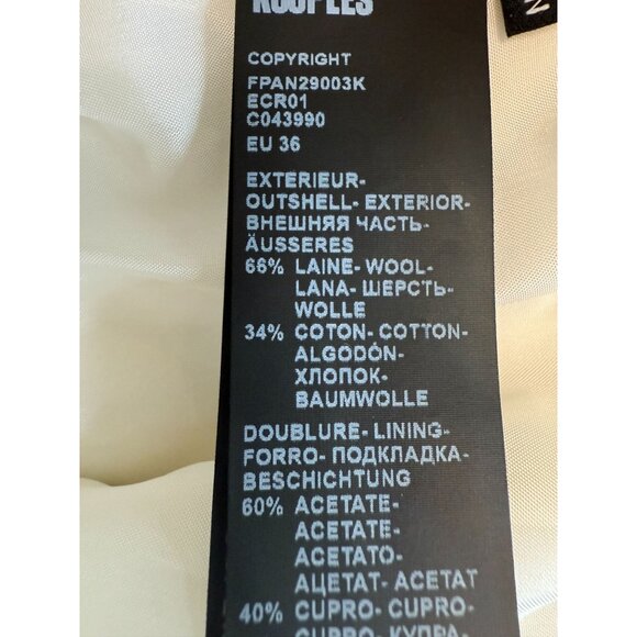 NWT The Kooples Womens High-Waist Flared‎ Suit Trousers Wool Ecru - Picture 6 of 16